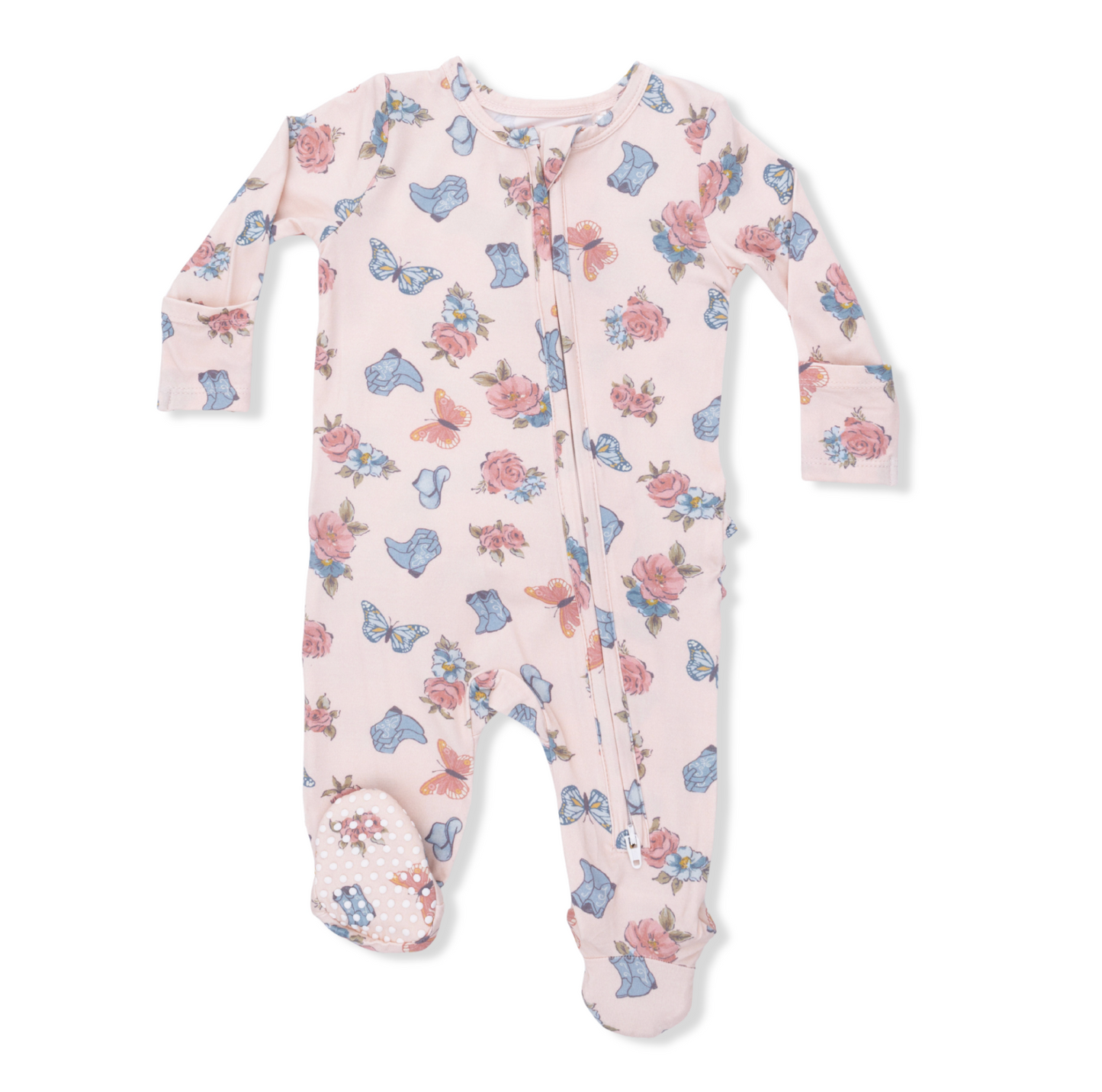 Country Girl Boots - 2 Way Ruffle Back Zipper Footie