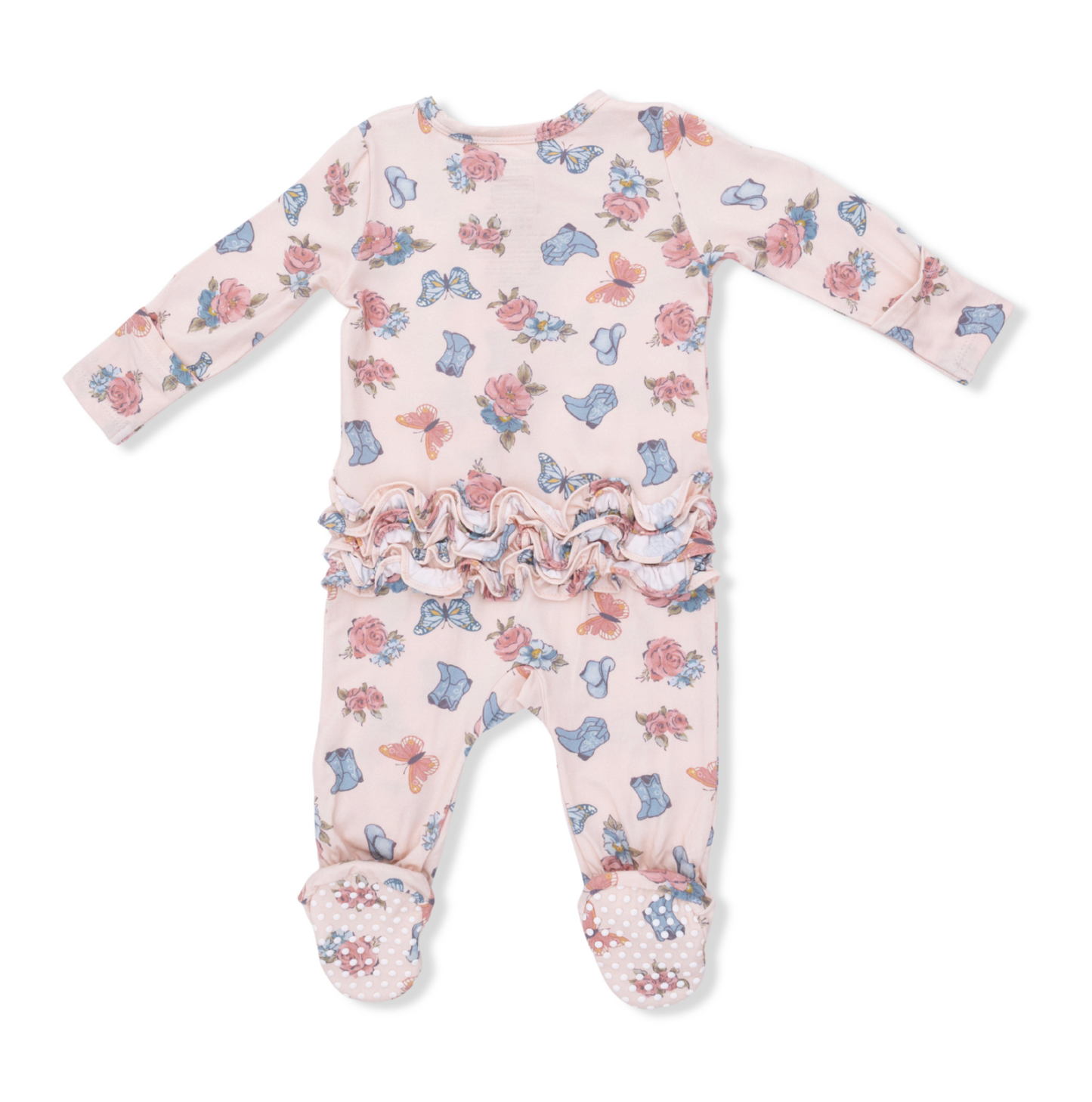 Country Girl Boots - 2 Way Ruffle Back Zipper Footie