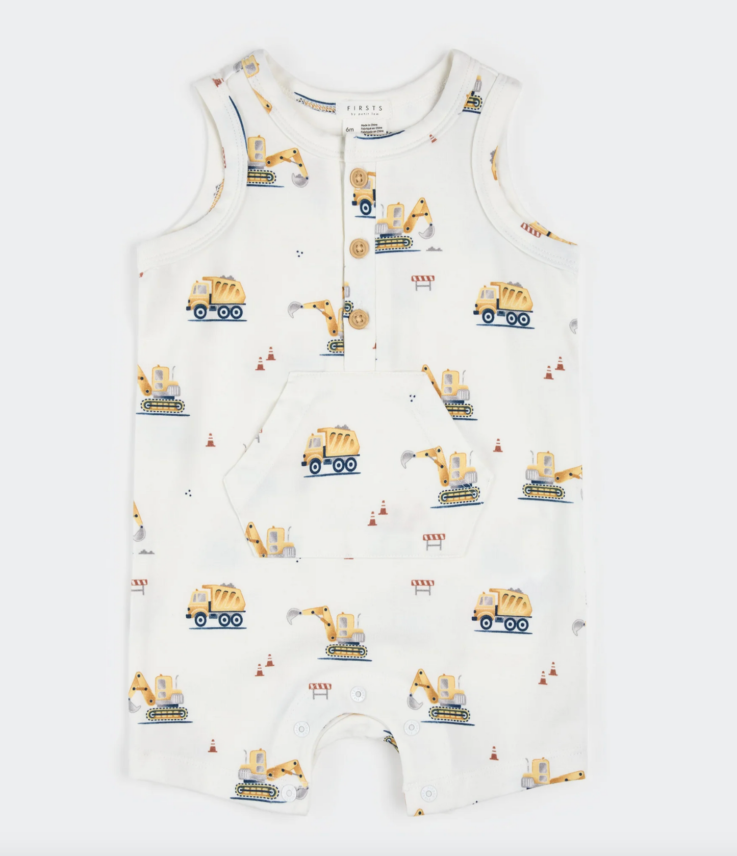Diggers Print on Off-White Sleeveless Romper