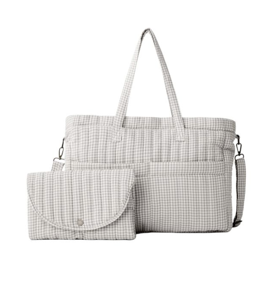 Diaper Bag + Changing Mat || Sage Gingham
