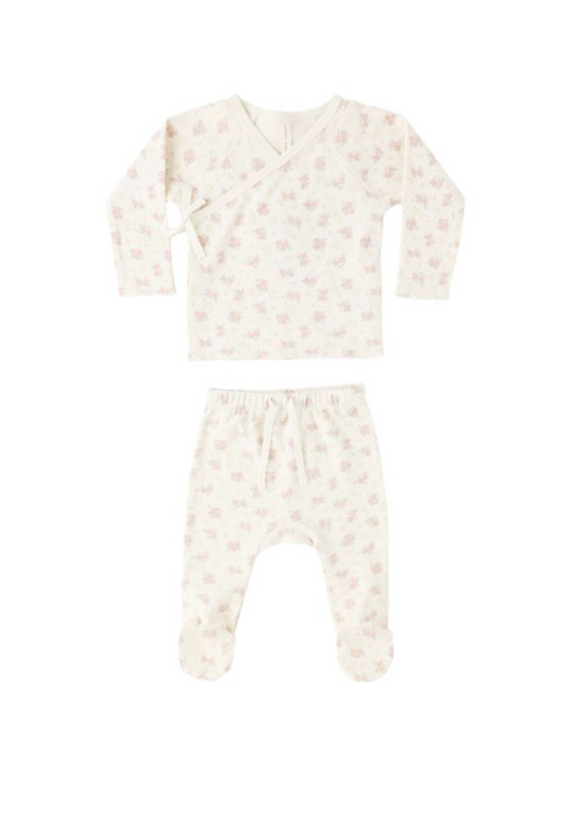 Wrap Top + Footed Pant Set || Flower Field