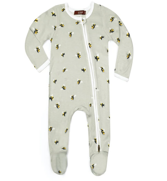 Bamboo Zipper Footed Romper Bumblebee