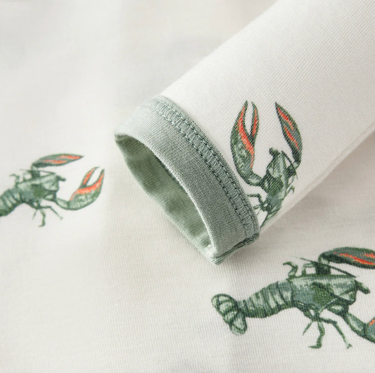 Luxe Stretch Zipper Footed Romper Mint Lobster