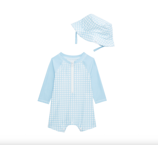 Blue Gingham Baby Rash Guard Set (Copy)
