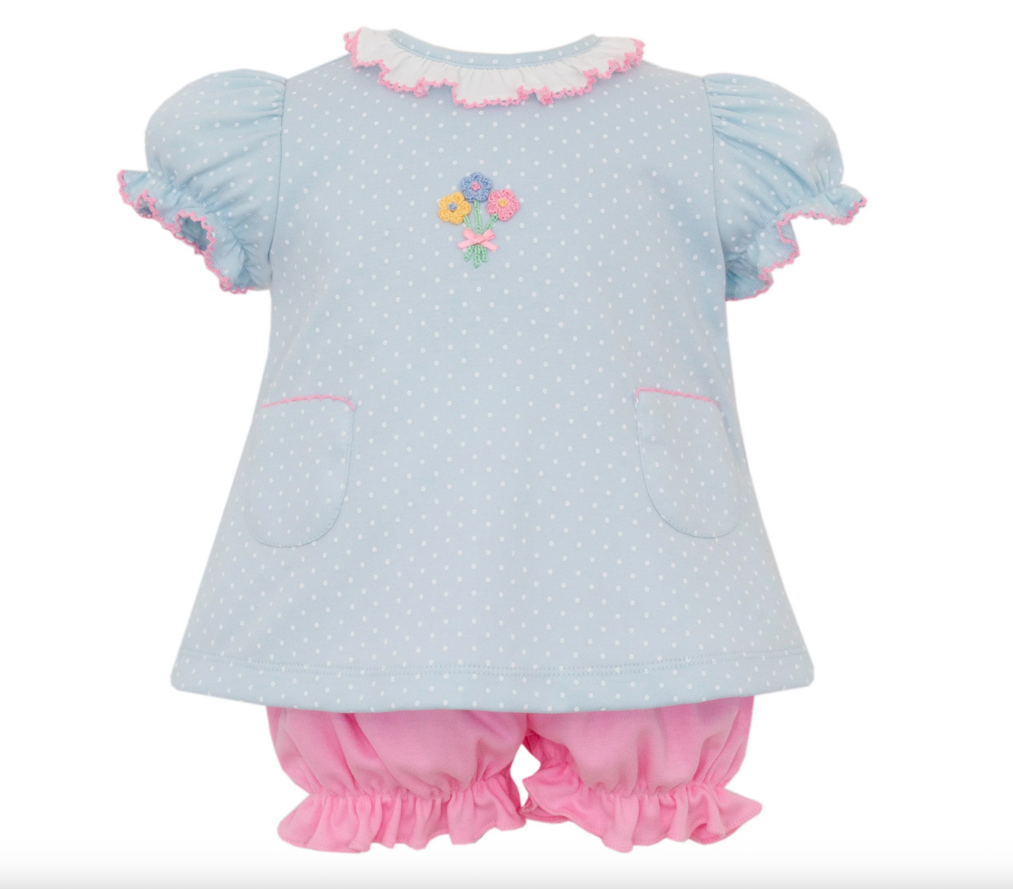 Spring Flowers Knit Bloomer Set- Lt. Blue