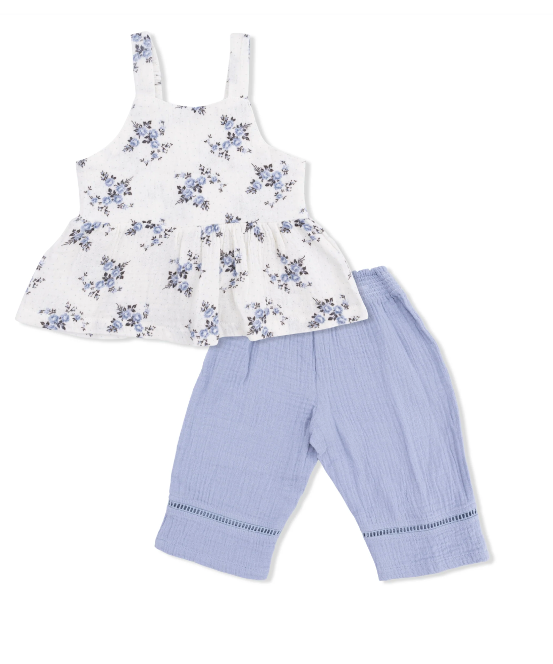 Belle Rosette Dot - Peplum Tank with Smocked Waist Pant