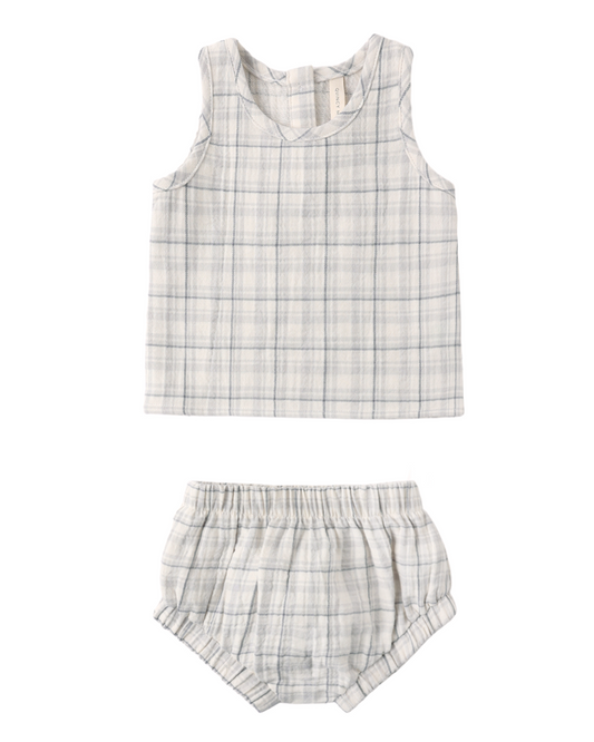 Woven Tank Set || Blue Plaid