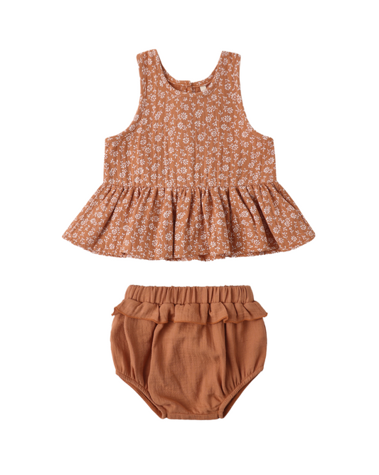 Sleeveless Peplum Set || Poppy Floral