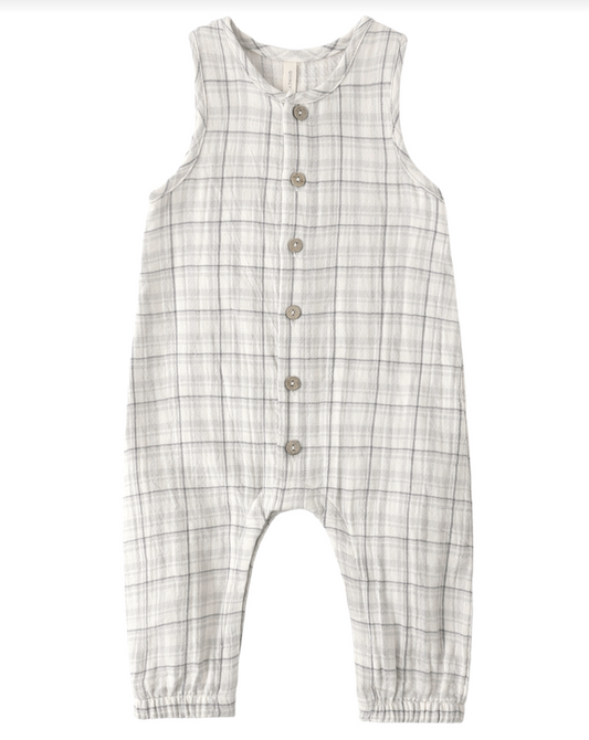 Woven Jumpsuit || Blue Plaid