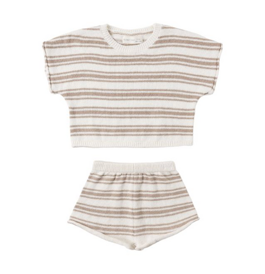 Relaxed Summer Knit Set || Oat Stripe