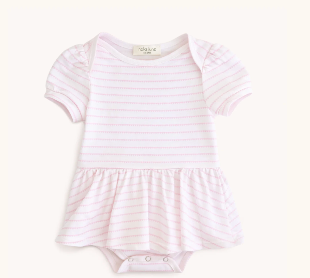 Pink Heart Stripe Puff Sleeve Onesie