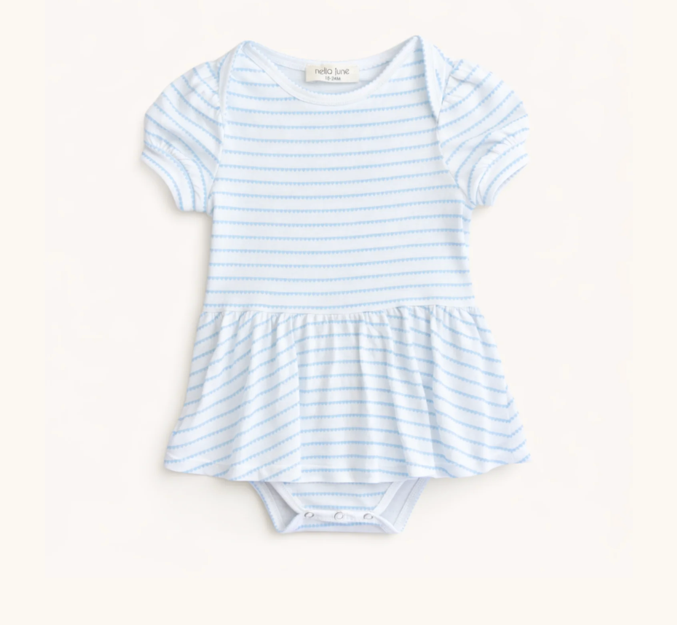 Blue Heart Stripe Puff Sleeve Onesie