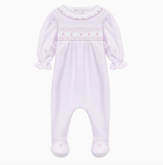 Julia Smocked Footie - Pink