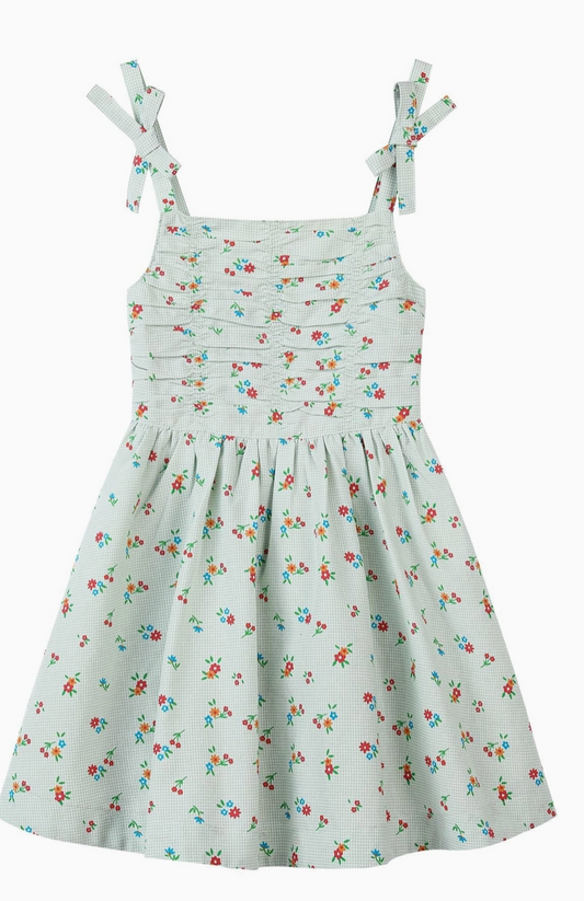 Wynonna Dress in Green Gingham Floral