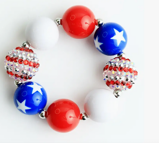 Red, White, Blue Beaded Bracelet