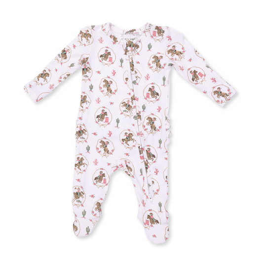 Cowgirl Cameos - 2 Way Ruffle Back Zipper Footie