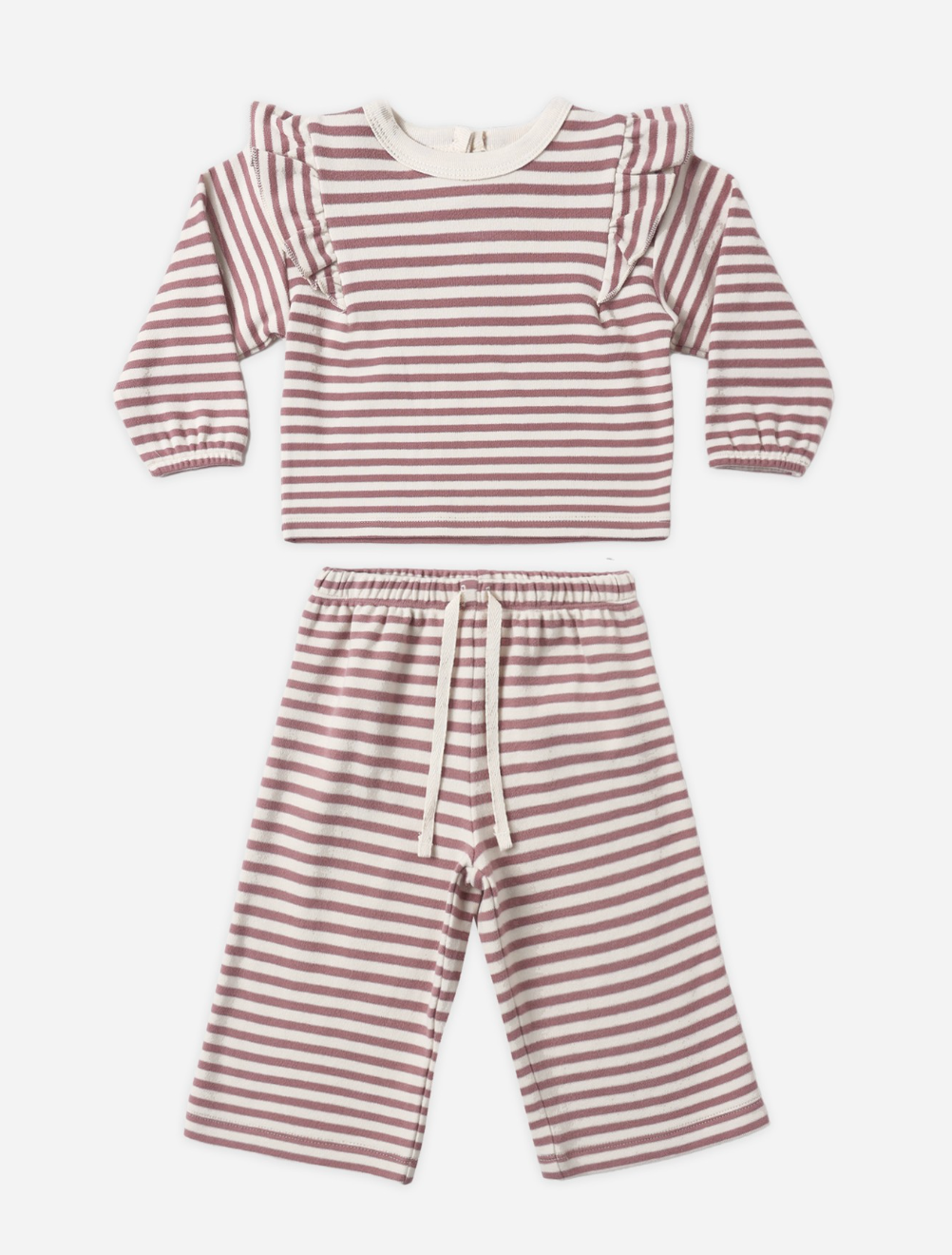 RUFFLE COZY SET MULBERRY STRIPE