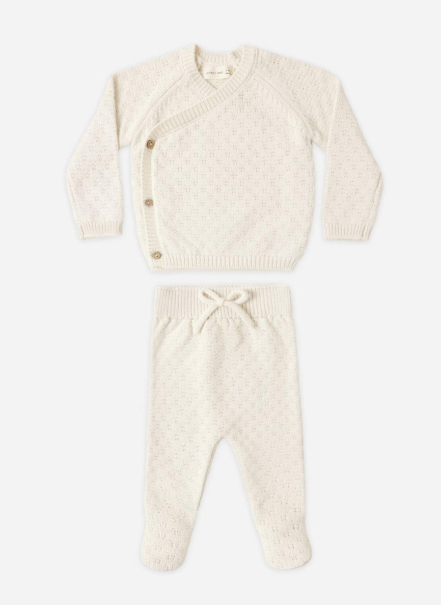 KNIT WRAP TOP + PANT SET NATURAL