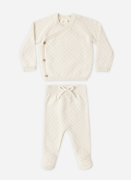 KNIT WRAP TOP + PANT SET NATURAL