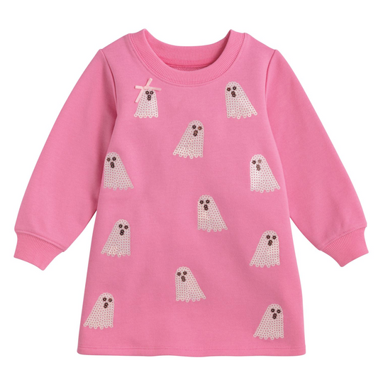 Sequin Ghost Sweatshirt Dress