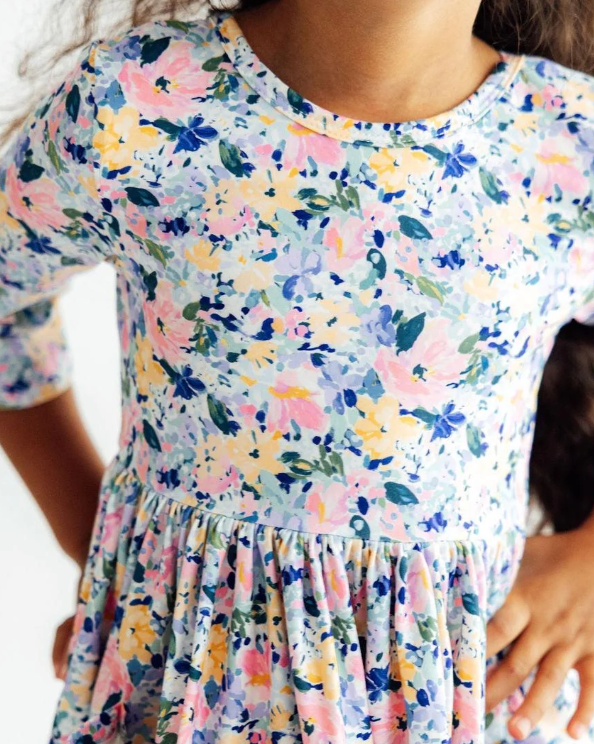 Fall Floral 3/4 Sleeve Pocket Twirl Dress
