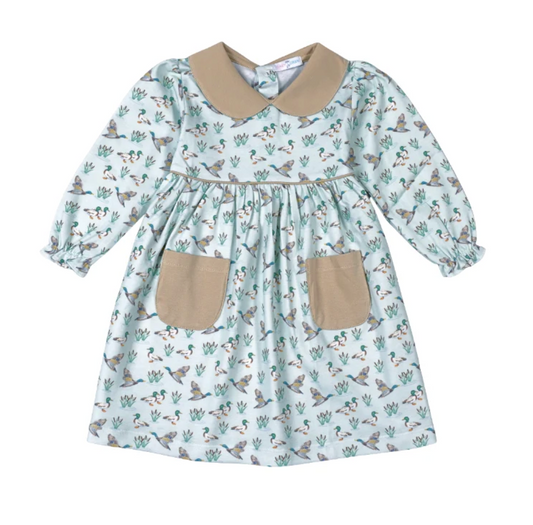 Mallard Ducks Pima scalop collar Dress
