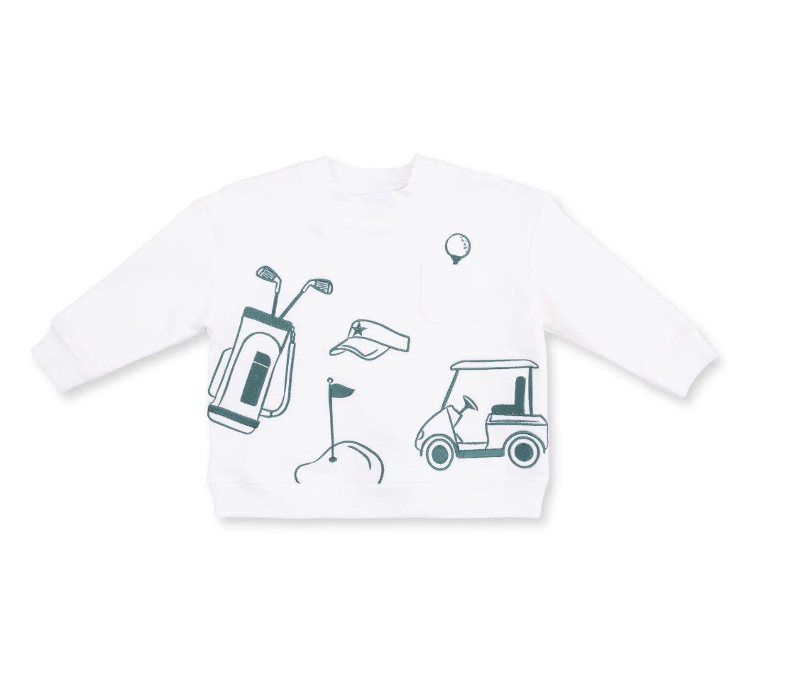 Golf green - Drop Sleeve Sweatshirt White