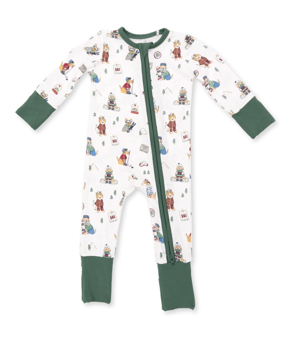Winter Sports Dogs Green - Convertible Romper