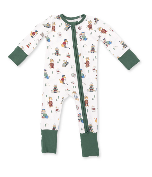Winter Sports Dogs Green - Convertible Romper