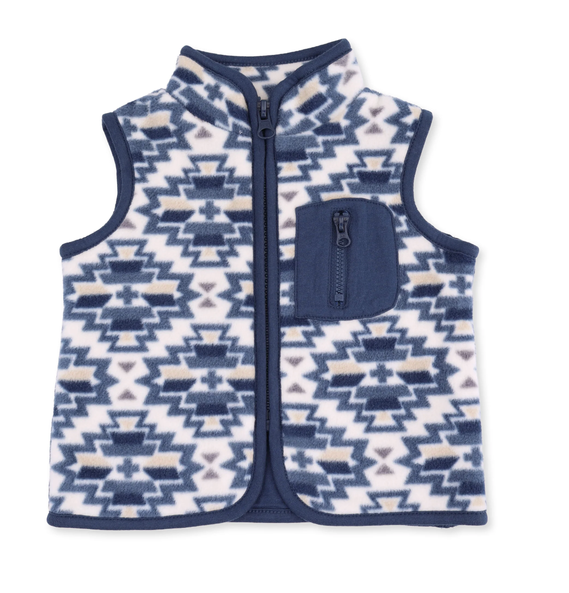 Southwest Navy Fleece - Fleece Zip Vest