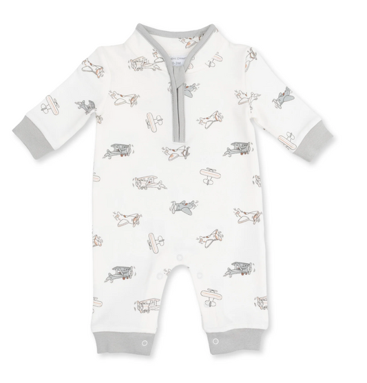 Vintage Airplane Pilots - Zip Neck Romper