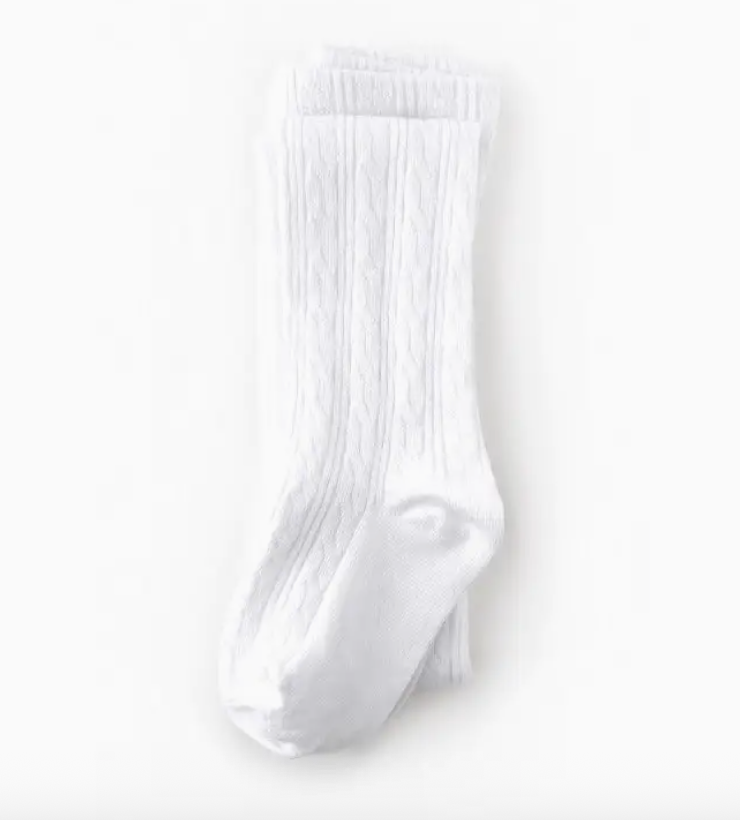 White Cable Knit Tights