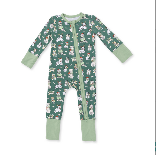 Christmas Dogs Green - Convertible Romper