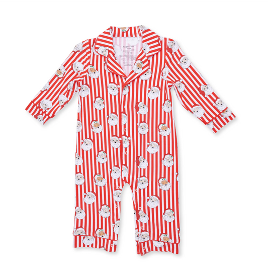 Vintage Santa Stripe - Long Sleeve Coat Style Romper