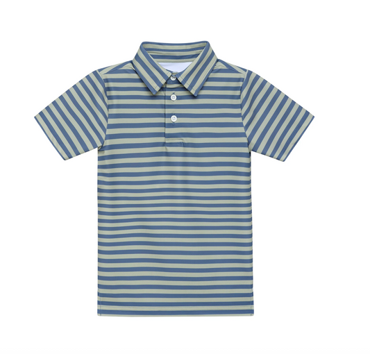 slate/sage qb stripe polo shirt