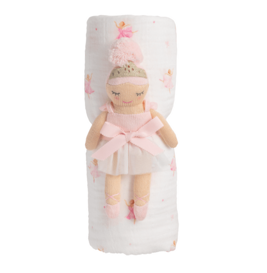 Ballerina Swaddle Blanket + Rattle