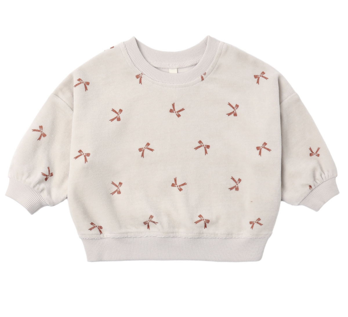 VELOUR RELAXED SWEATSHIRT RED BOWS