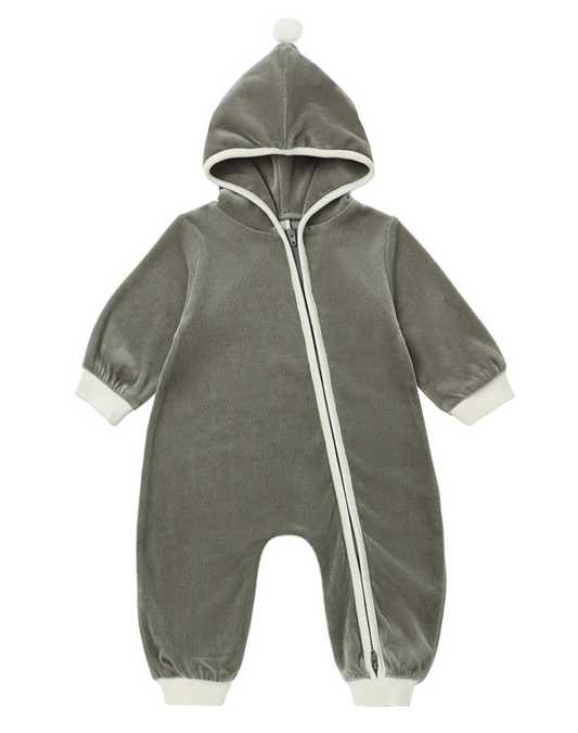 VELOUR ZIP JUMPSUIT SPRUCE