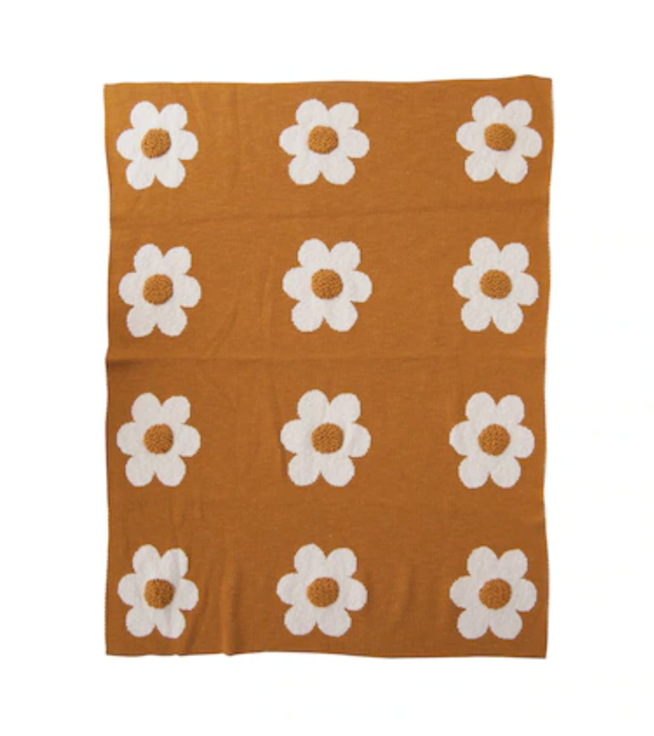 Cotton Knit Baby Blanket - Flower