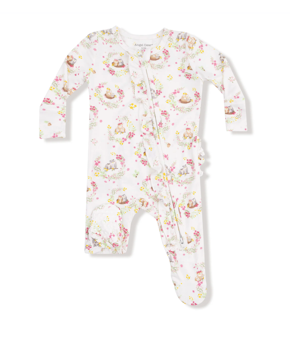 Floral Owl Families Footie