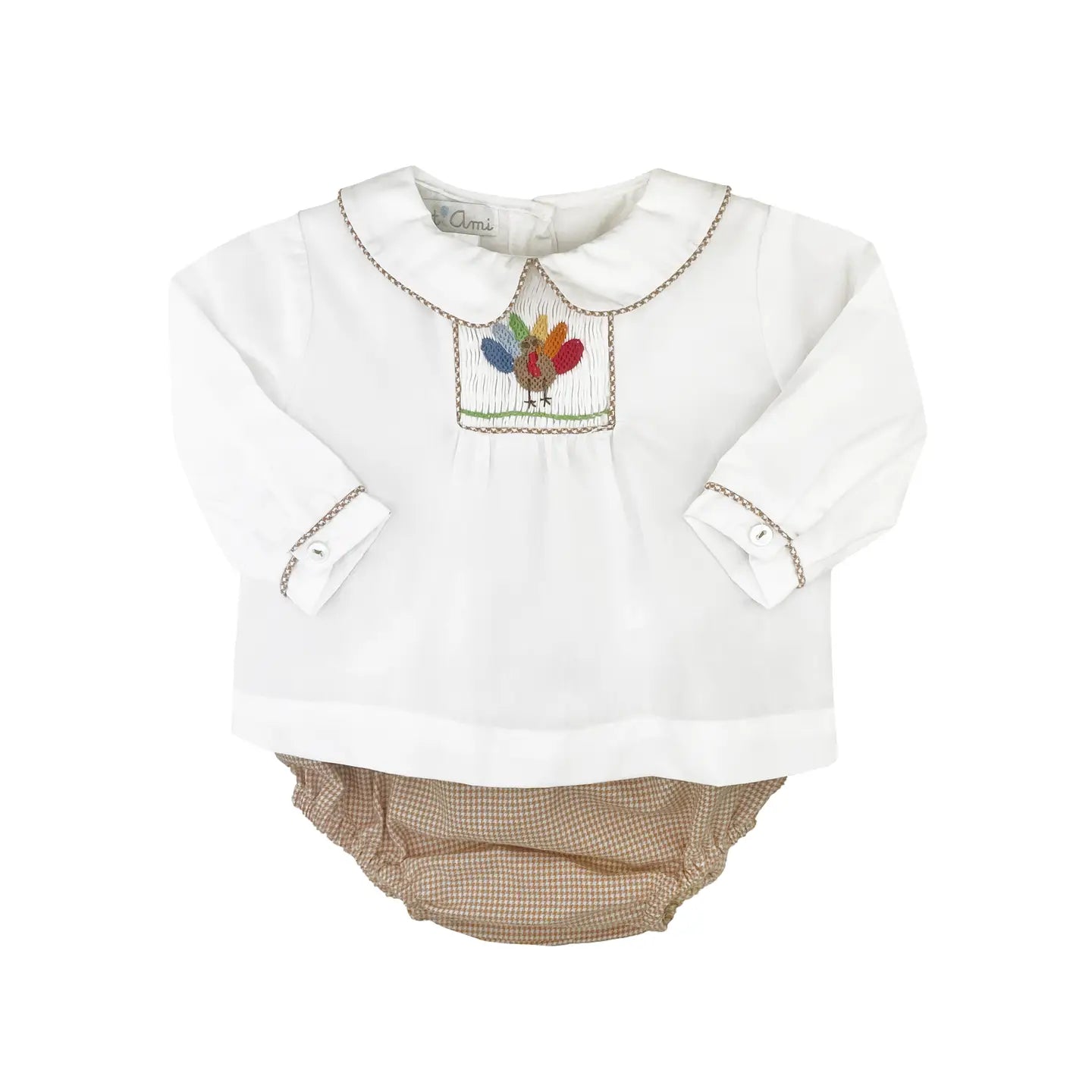 Boy Smocked Turkey Diaper Set