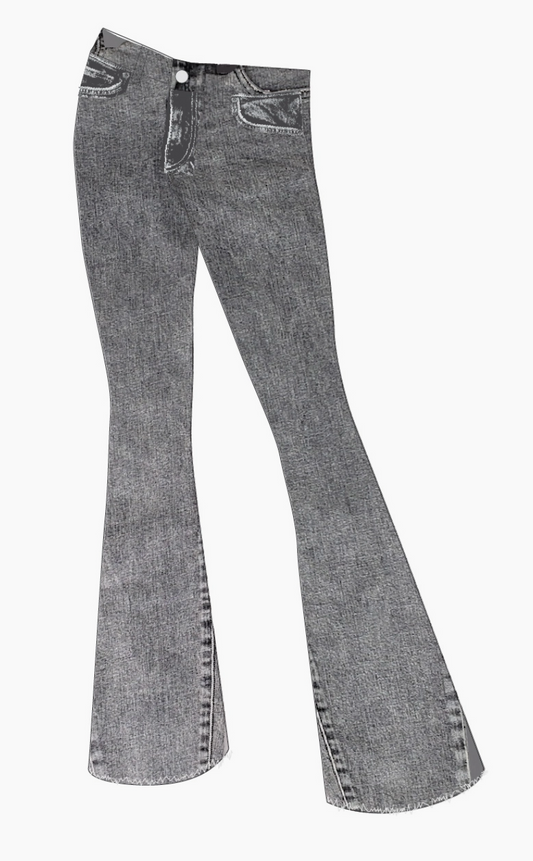 Low Rise Fray Hem Flare Jeans