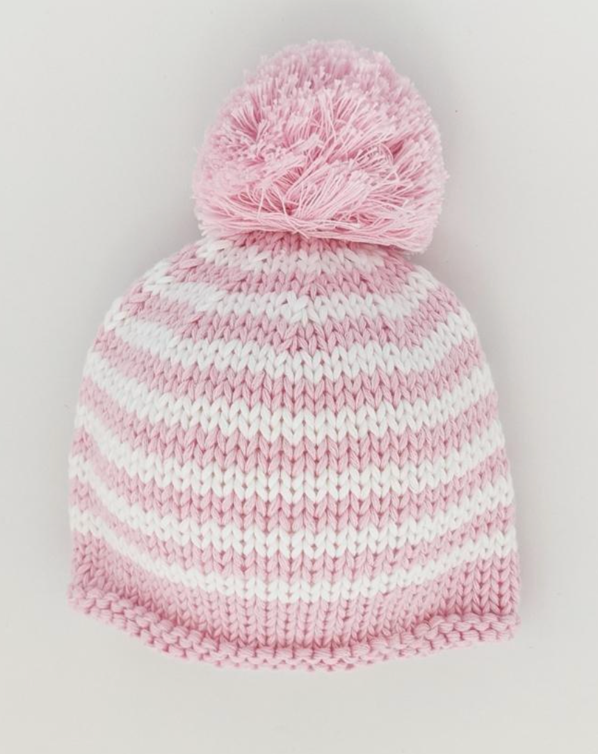 Newborn Pink Pom Pom Beanie Hat