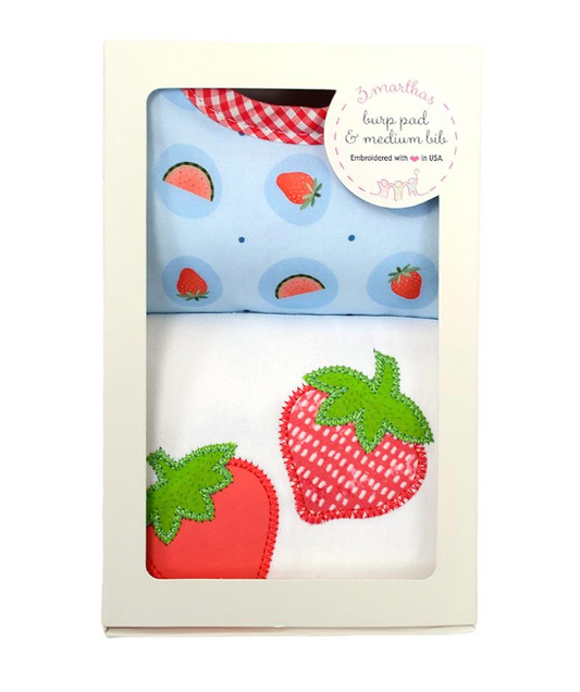 Strawberry Medium Bib & Burp Box Set