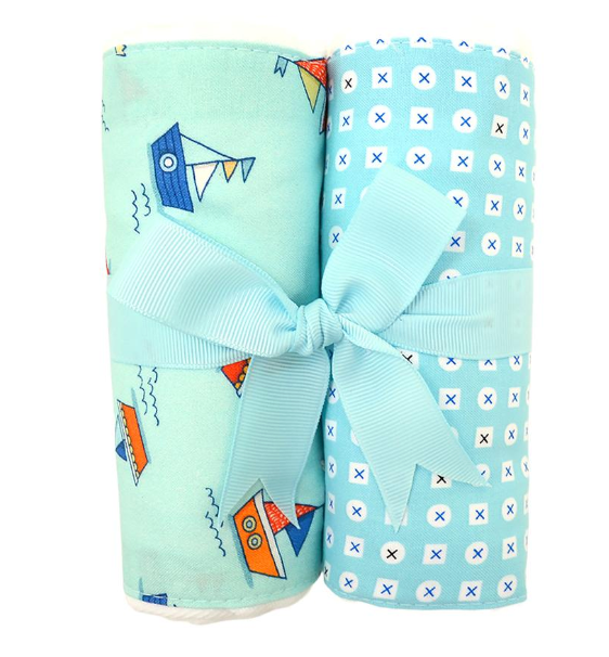 Sailboat Set of Two Fabric Burps