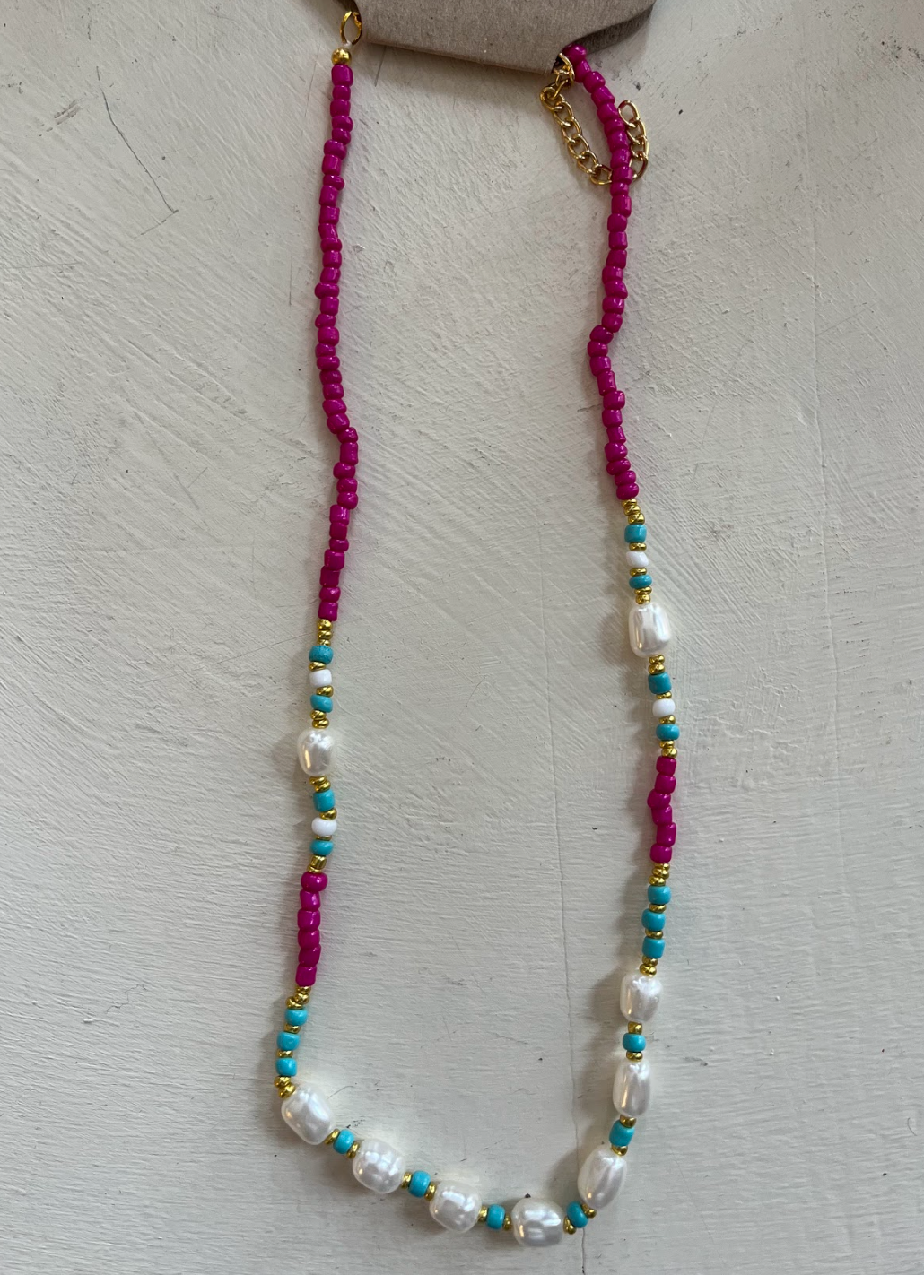Multicolor Beaded Necklace with Pearl