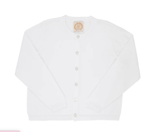 Cambridge Cardigan - Pearlized Buttons - Worth Avenue White