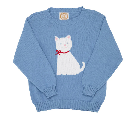 Isabelle's Intarsia Sweater - Barrington Blue/cat